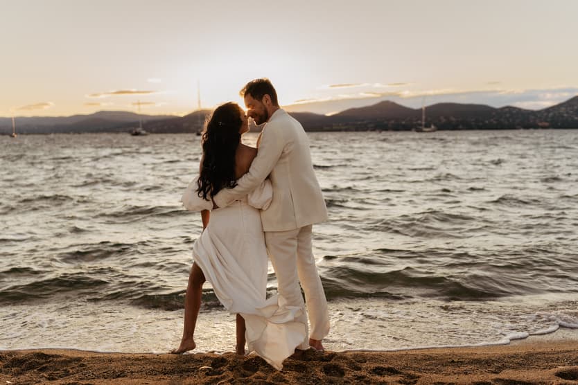 Saint Tropez Beach Wedding Couple Sunset