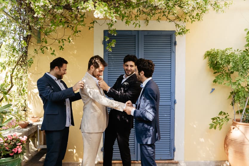 Groom wedding Preparation with groomsmen