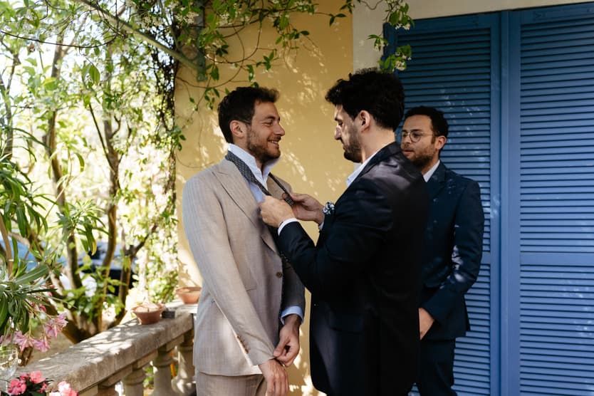 Groom wedding Preparation with groomsmen