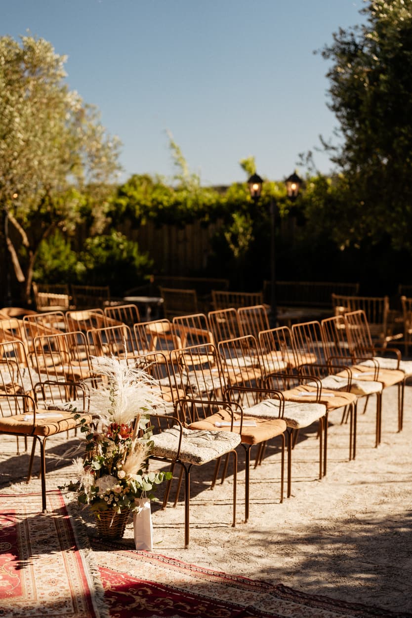 Boho chic wedding ceremony decoration inspiration