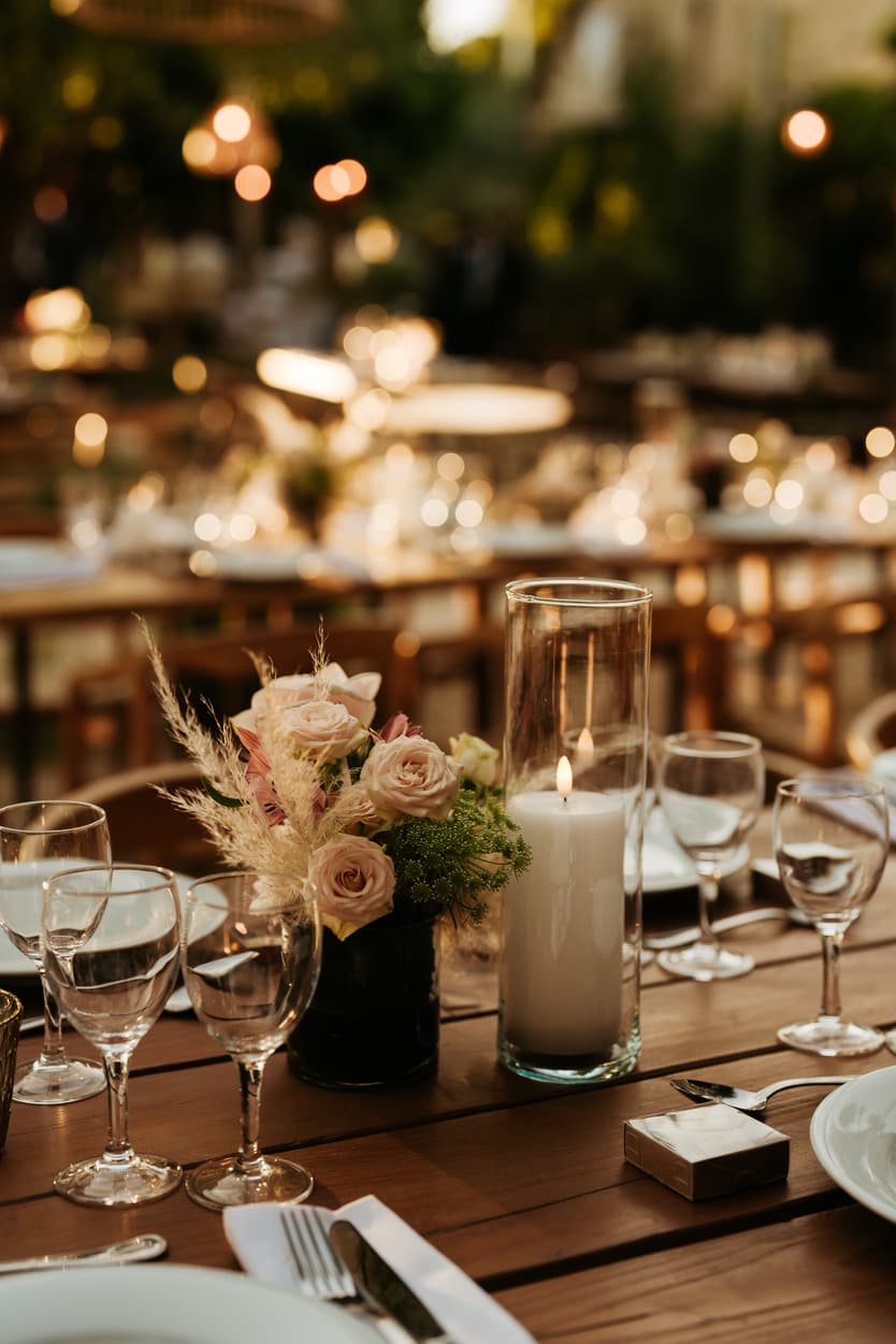 Rustic Bohemian inspired wedding dinner decoration saint tropez