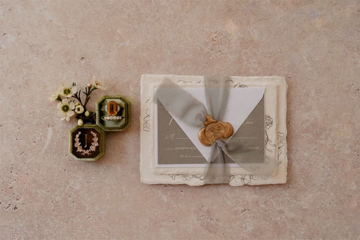 detail ring shot flatlay guest cards