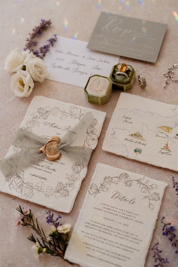 detail ring shot flatlay guest cards