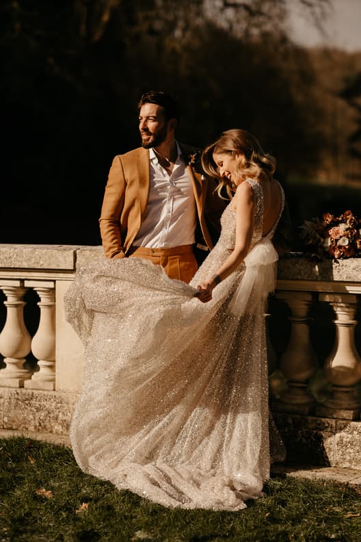 Paris Pre-wedding outfit inspiration fashion forward sparkling dress