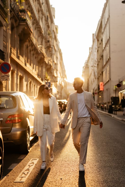 Paris Pre-wedding outfit inspiration bridal suit in white