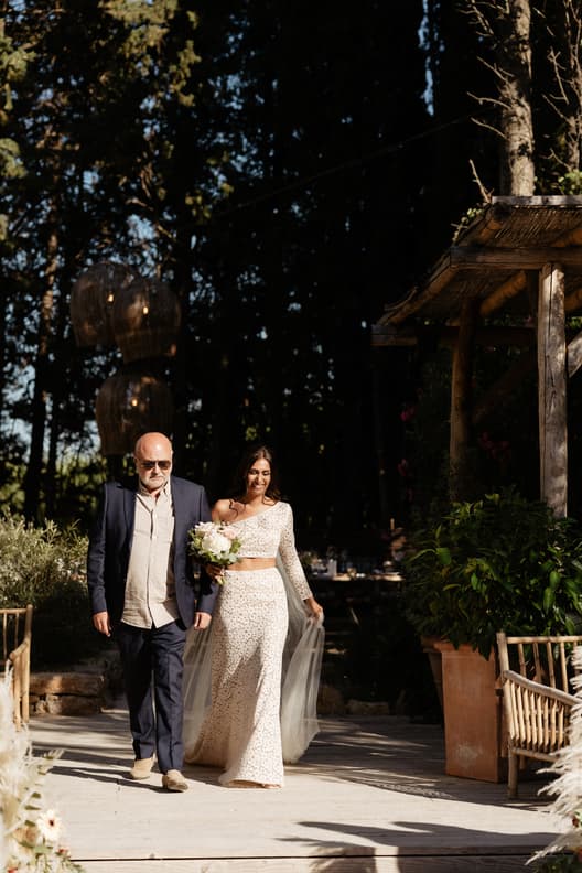 Bride walking down the ailes wedding saint tropez
