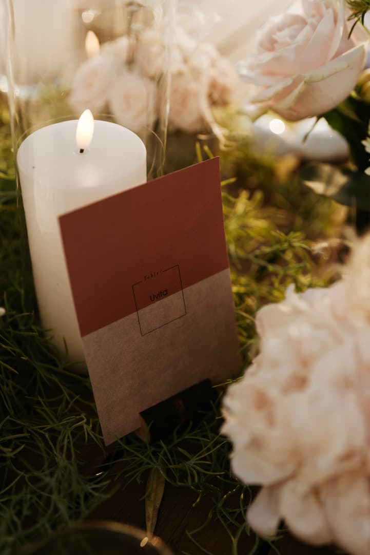 Rustic Bohemian inspired wedding dinner decoration saint tropez candle