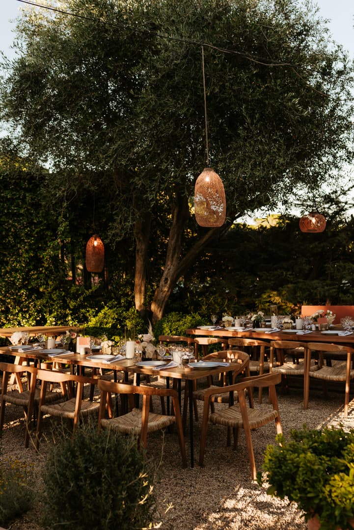 Rustic Bohemian inspired wedding dinner decoration saint tropez