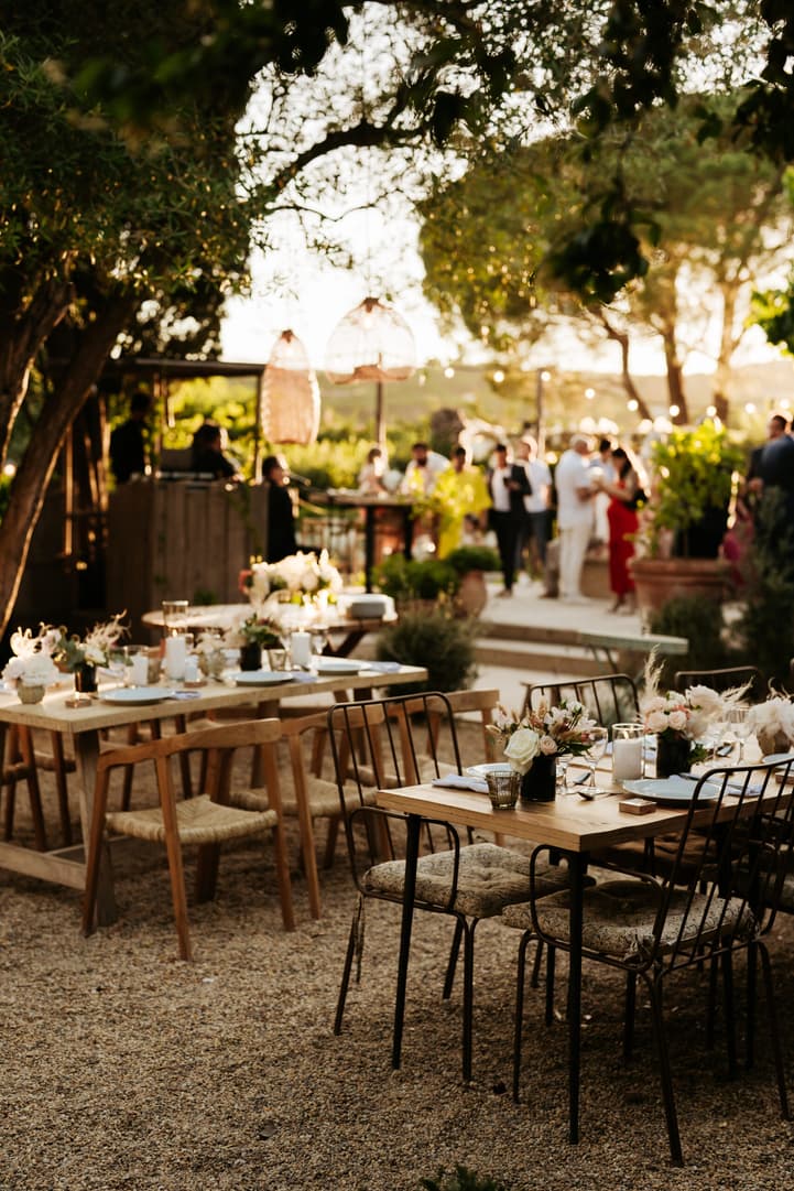 Rustic Bohemian inspired wedding dinner decoration saint tropez