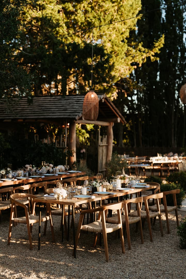 Rustic Bohemian inspired wedding dinner decoration saint tropez