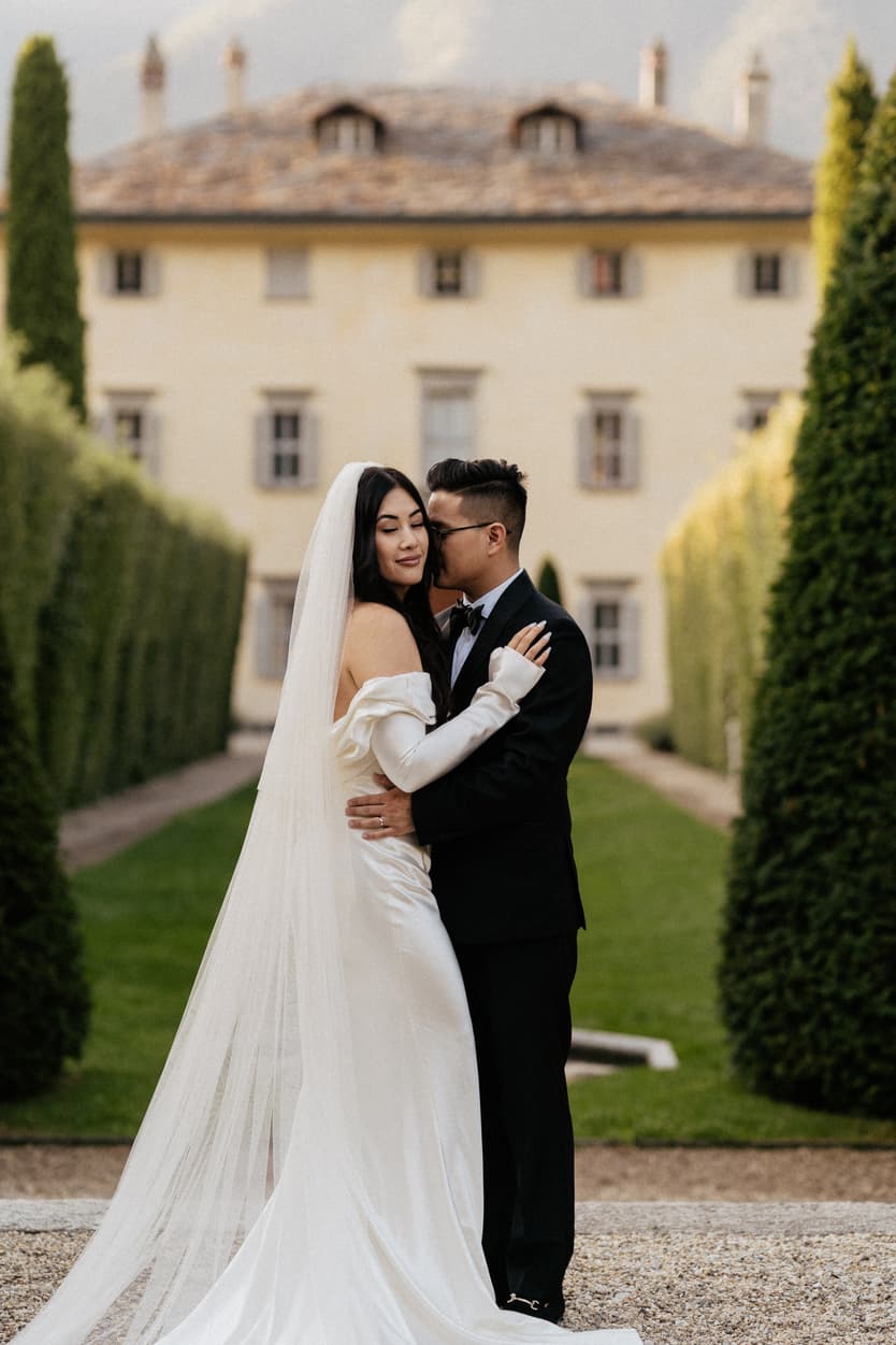 Villa Balbiano garden elopement wedding destination ceremony couple Italy destination wedding photographer videographer