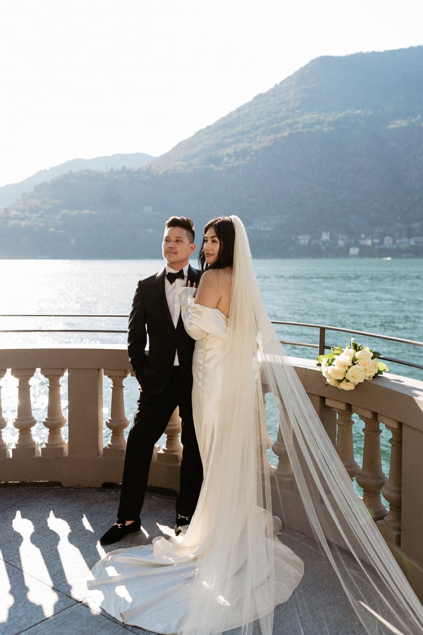 Elopement wedding Mandarin Oriental couple portrait Italy destination wedding photographer videographer