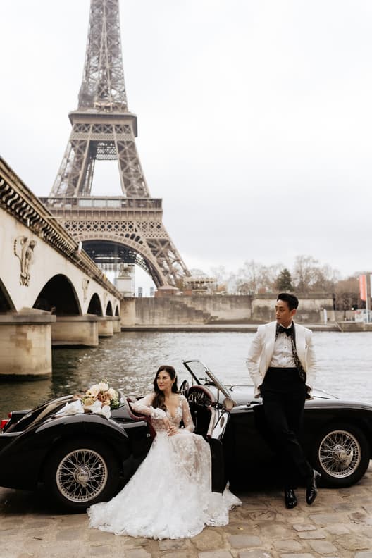 Paris Pre-wedding outfit inspiration Couture dress Galia Lahav