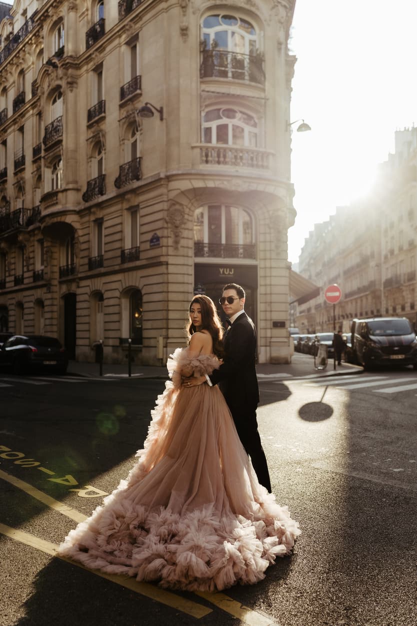 Couples wedding anniversary Photoshoot Paris streets 