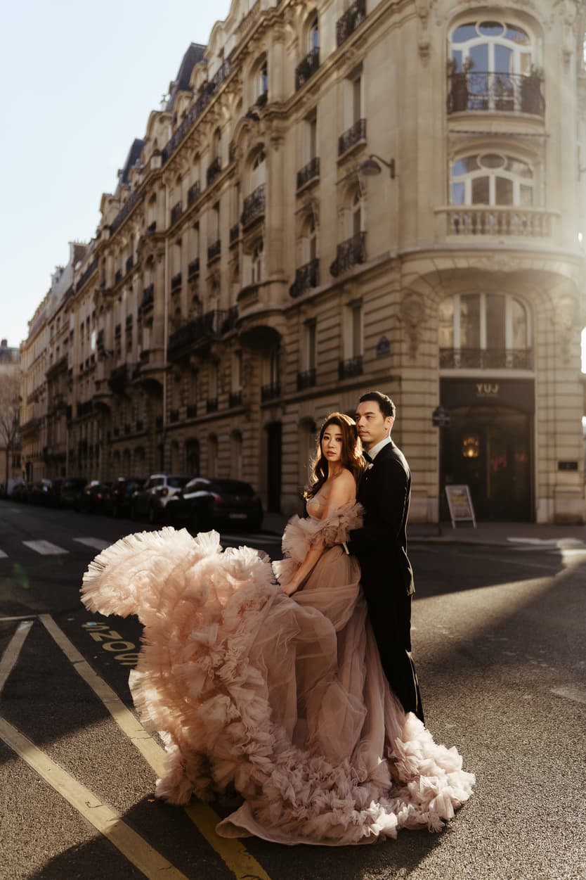 Couples wedding anniversary Photoshoot Paris streets
