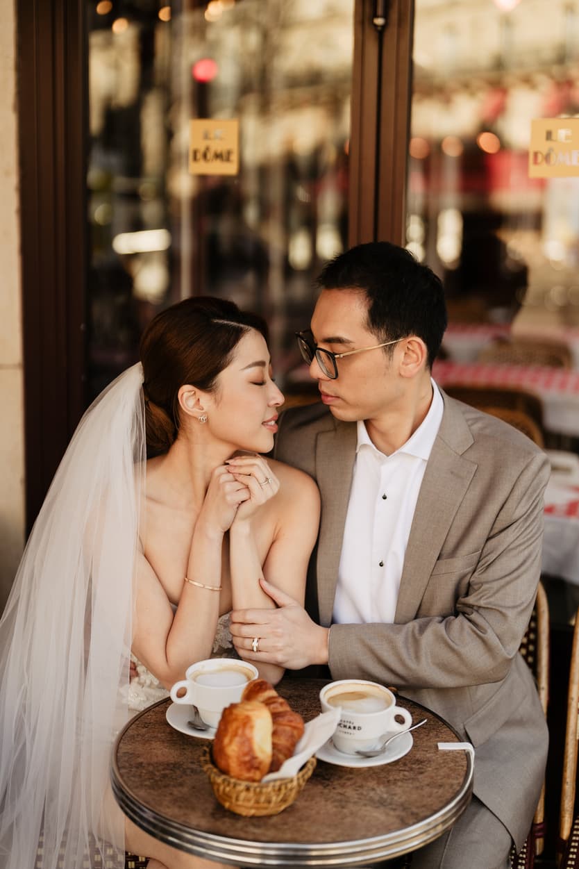 Couples wedding anniversary Photoshoot Paris cafe