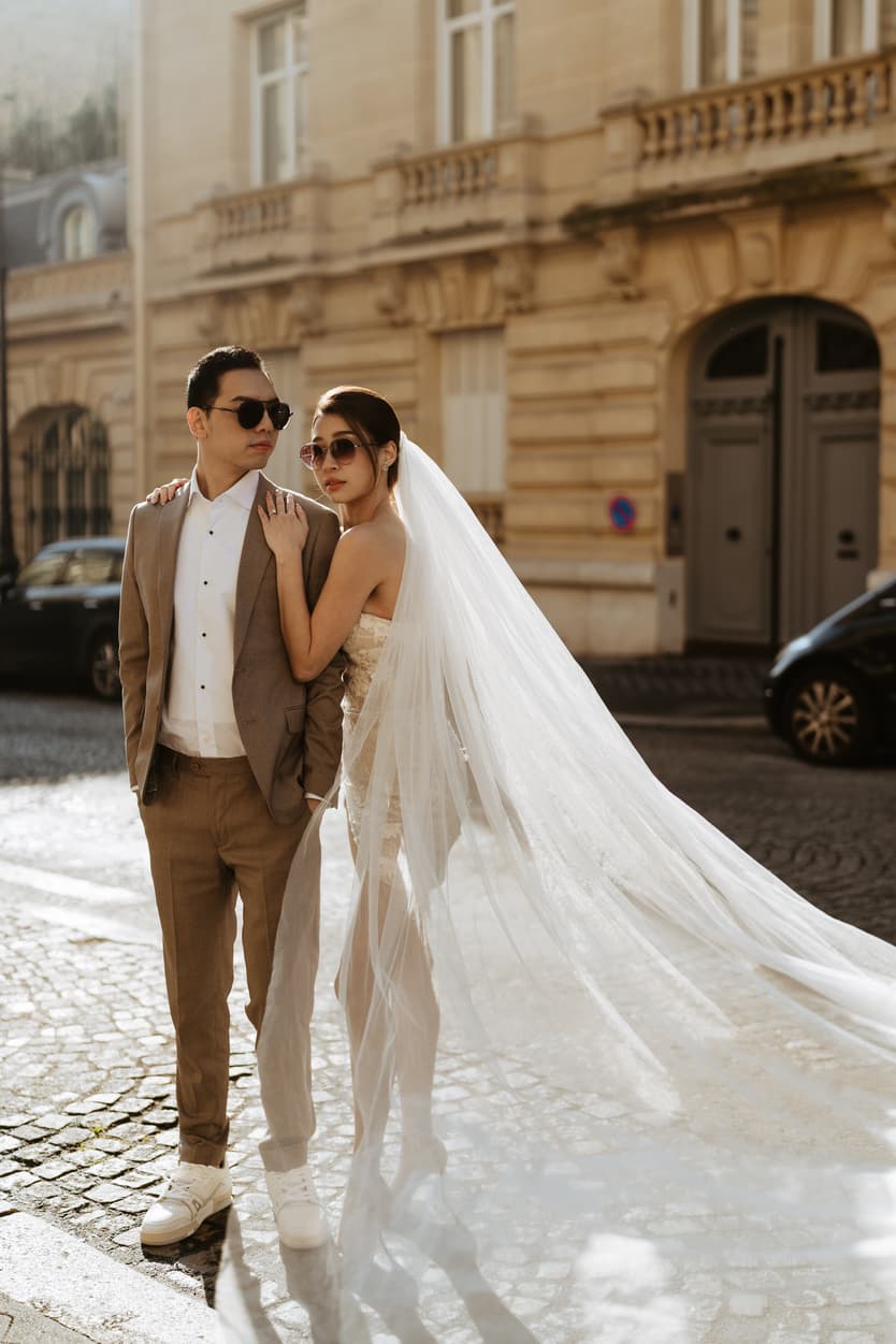 Couples wedding anniversary Photoshoot Paris streets