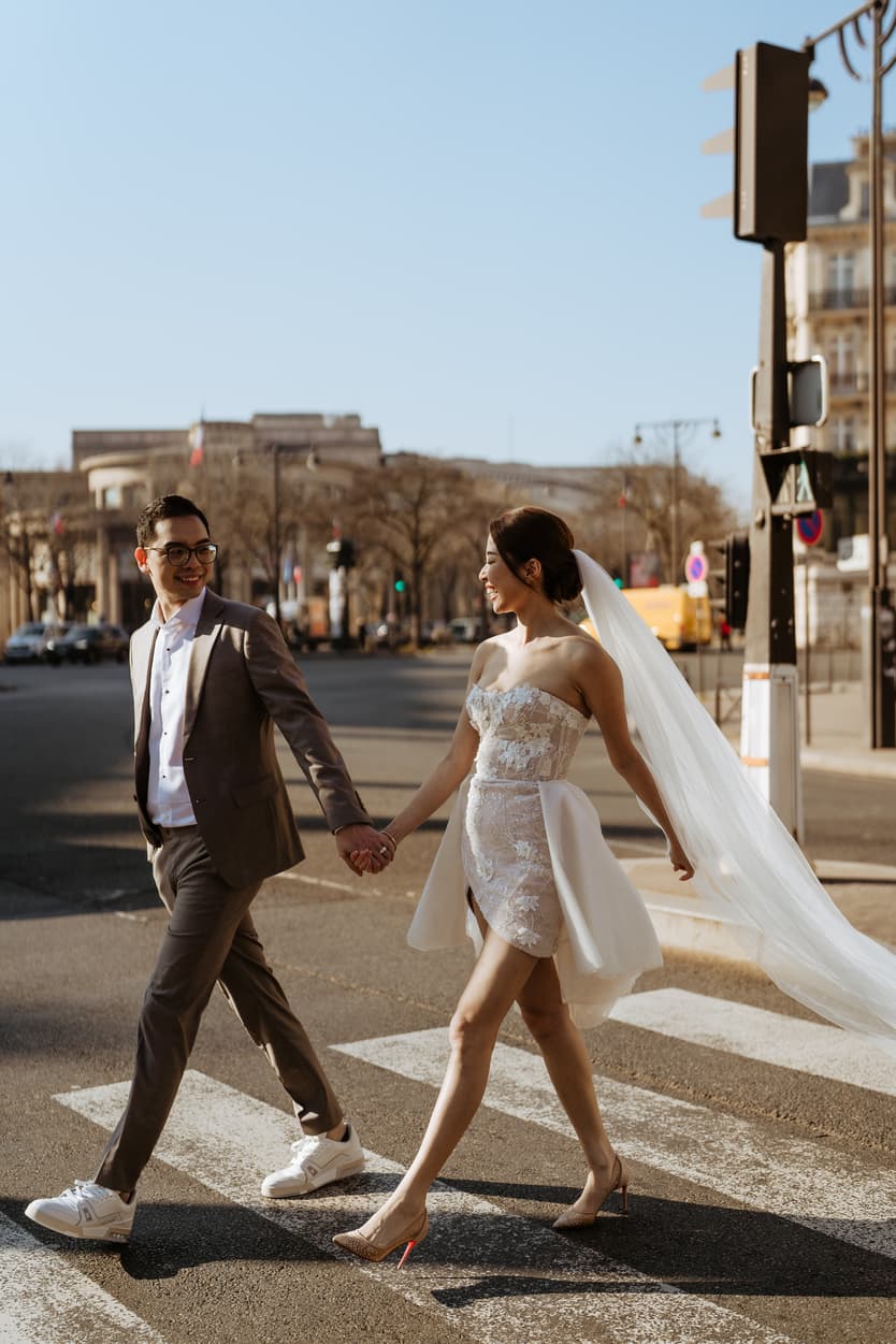 Couples wedding anniversary Photoshoot Paris streets