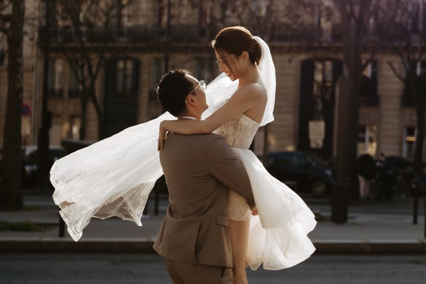 Couples wedding anniversary Photoshoot Paris streets