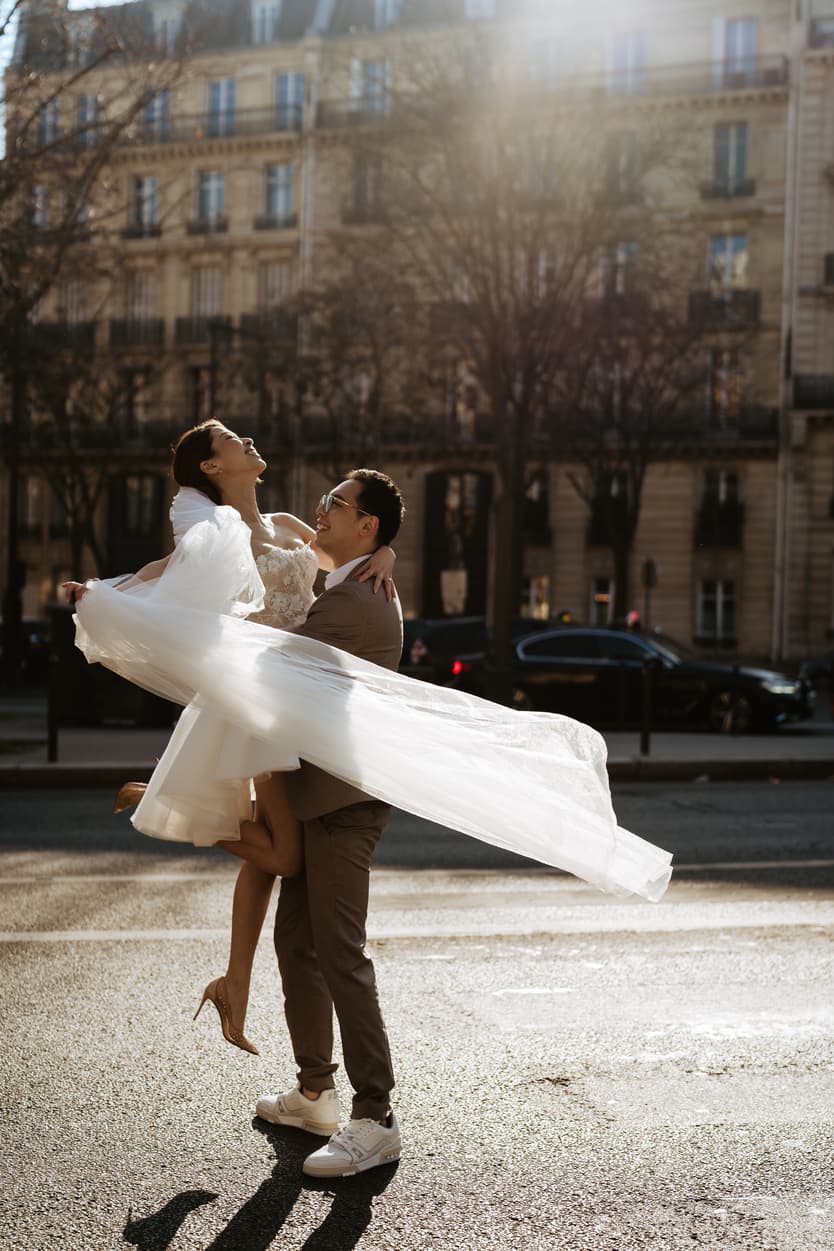 Couples wedding anniversary Photoshoot Paris streets