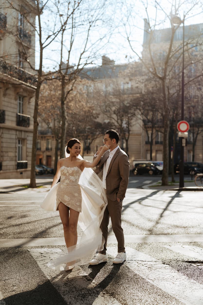 Couples wedding anniversary Photoshoot Paris streets