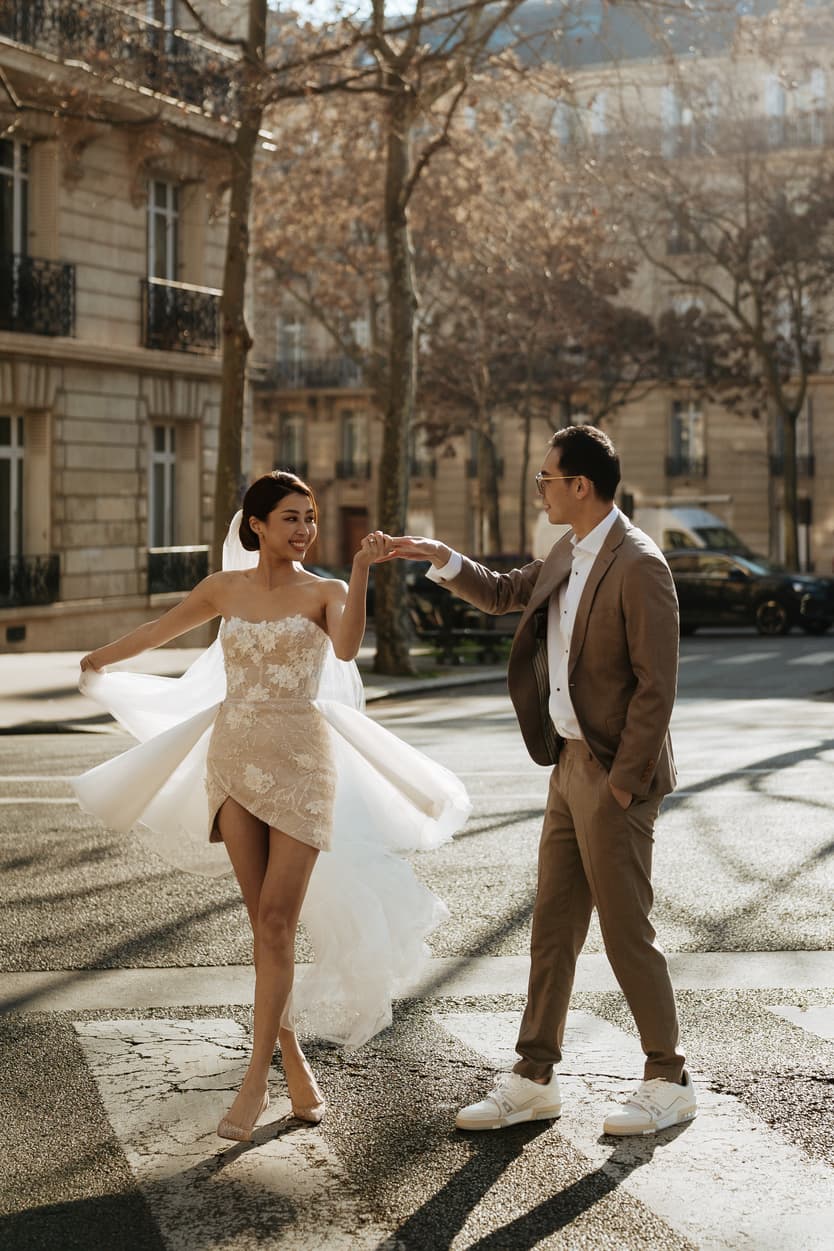 Couples wedding anniversary Photoshoot Paris streets