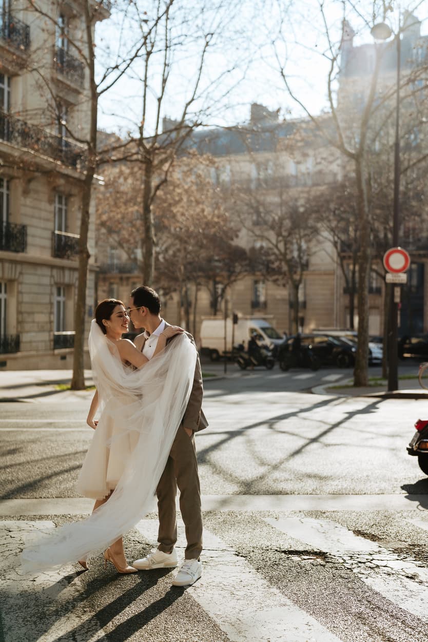 Couples wedding anniversary Photoshoot Paris streets