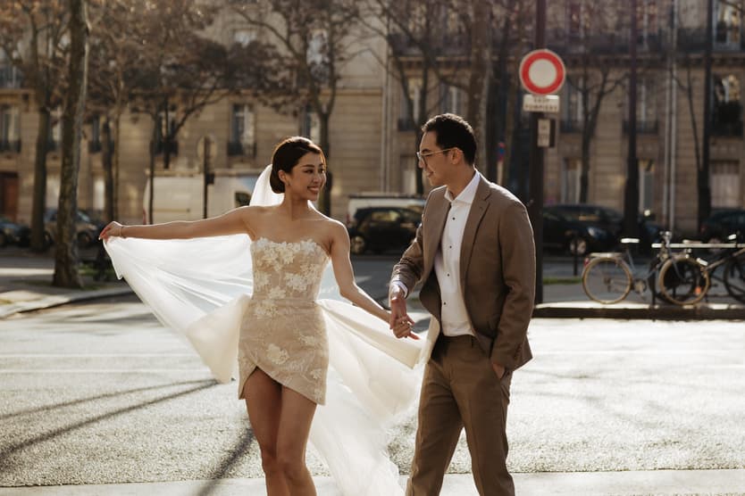 Couples wedding anniversary Photoshoot Paris streets
