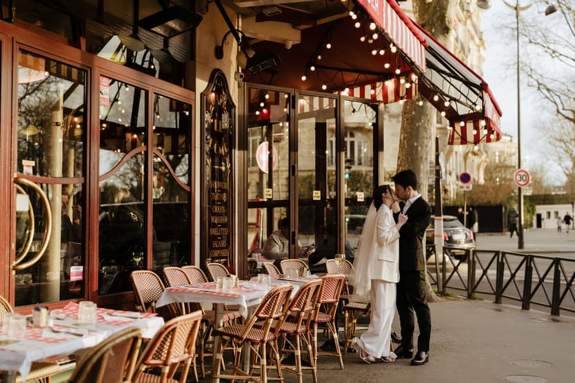 Paris Pre-wedding outfit inspiration bridal suit in white