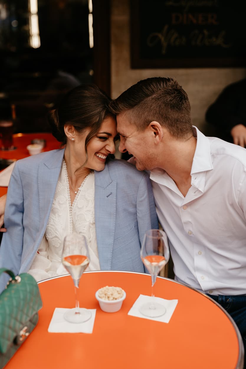 Couples Night engagement Photoshoot in Paris cafe
