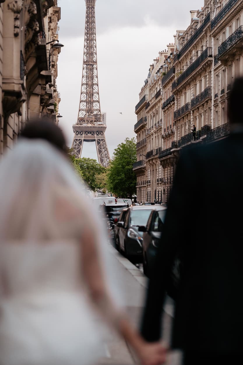 Couples Night engagement Photoshoot in Paris streets Eiffel Tower view