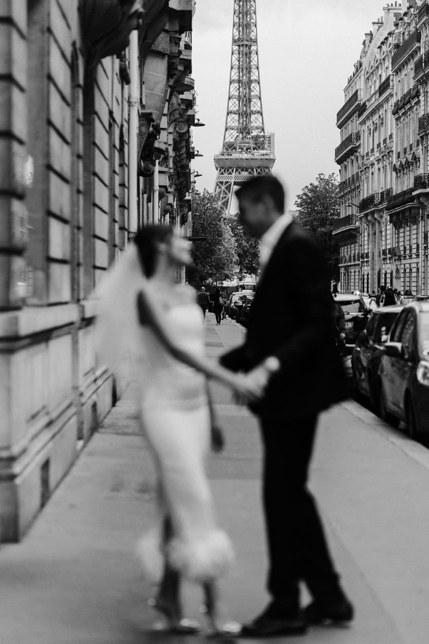 Couples Night engagement Photoshoot in Paris streets Eiffel Tower view