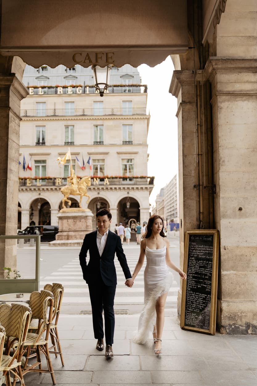 Paris Pre-wedding outfit inspiration fashion forward dress with feathers