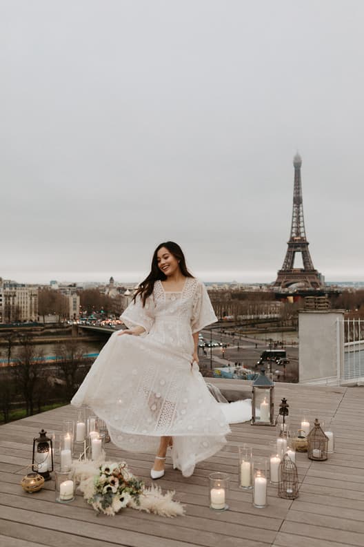 Paris Pre-wedding outfit inspiration Couture dress Dior white