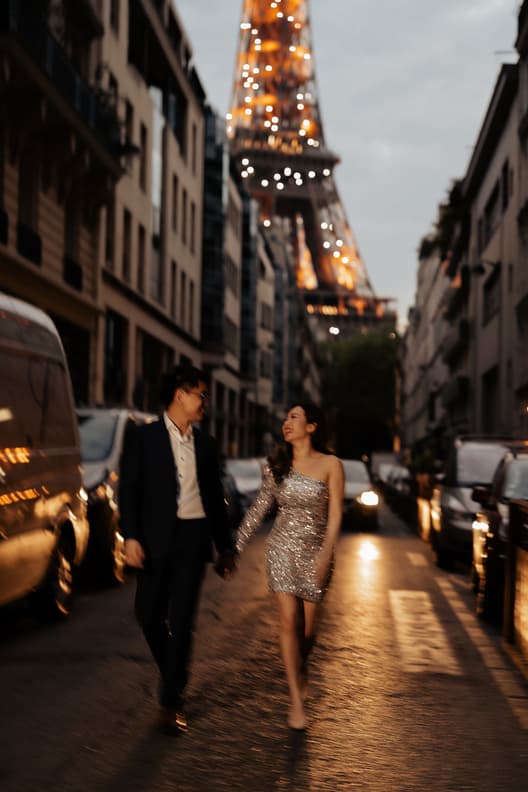 Paris Pre-wedding outfit inspiration fashion forward sparkling dress