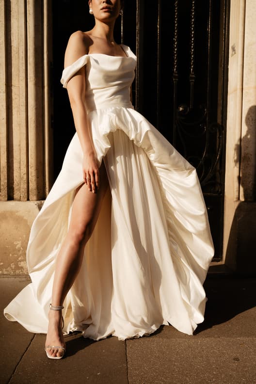 Paris Pre-wedding outfit inspiration dress with slit