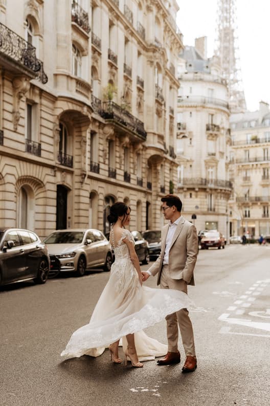 Paris Pre-wedding outfit inspiration fashion flowy dress