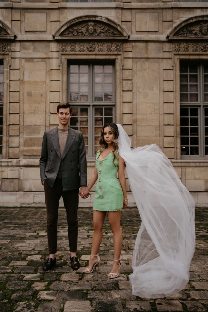 Paris Pre-wedding outfit inspiration Couture dress Balmain