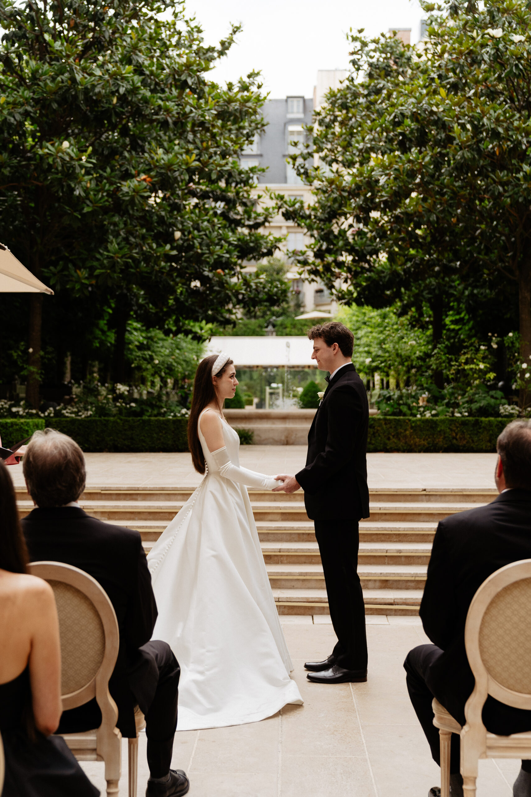 Destination wedding elopement at the luxurious Ritz Paris garden ceremony 