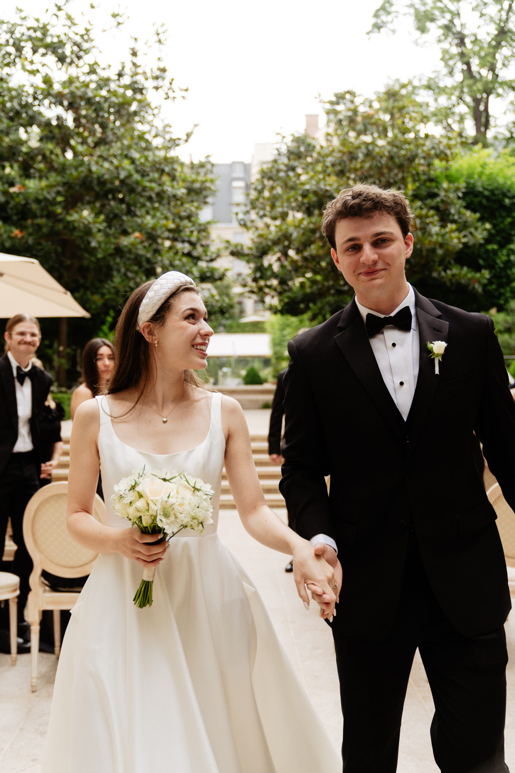 Destination wedding elopement at the luxurious Ritz Paris garden ceremony