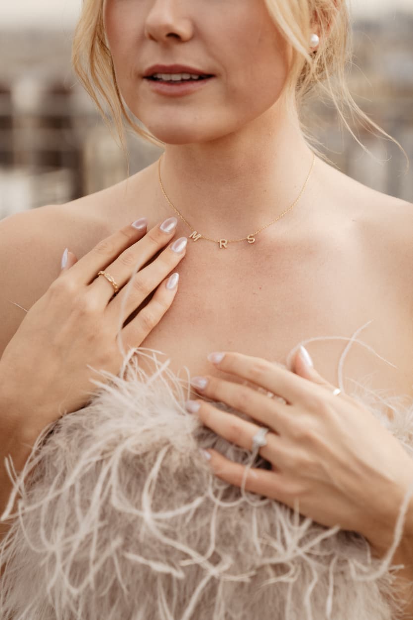 Destination elopement wedding Paris bachelorette bride detail 