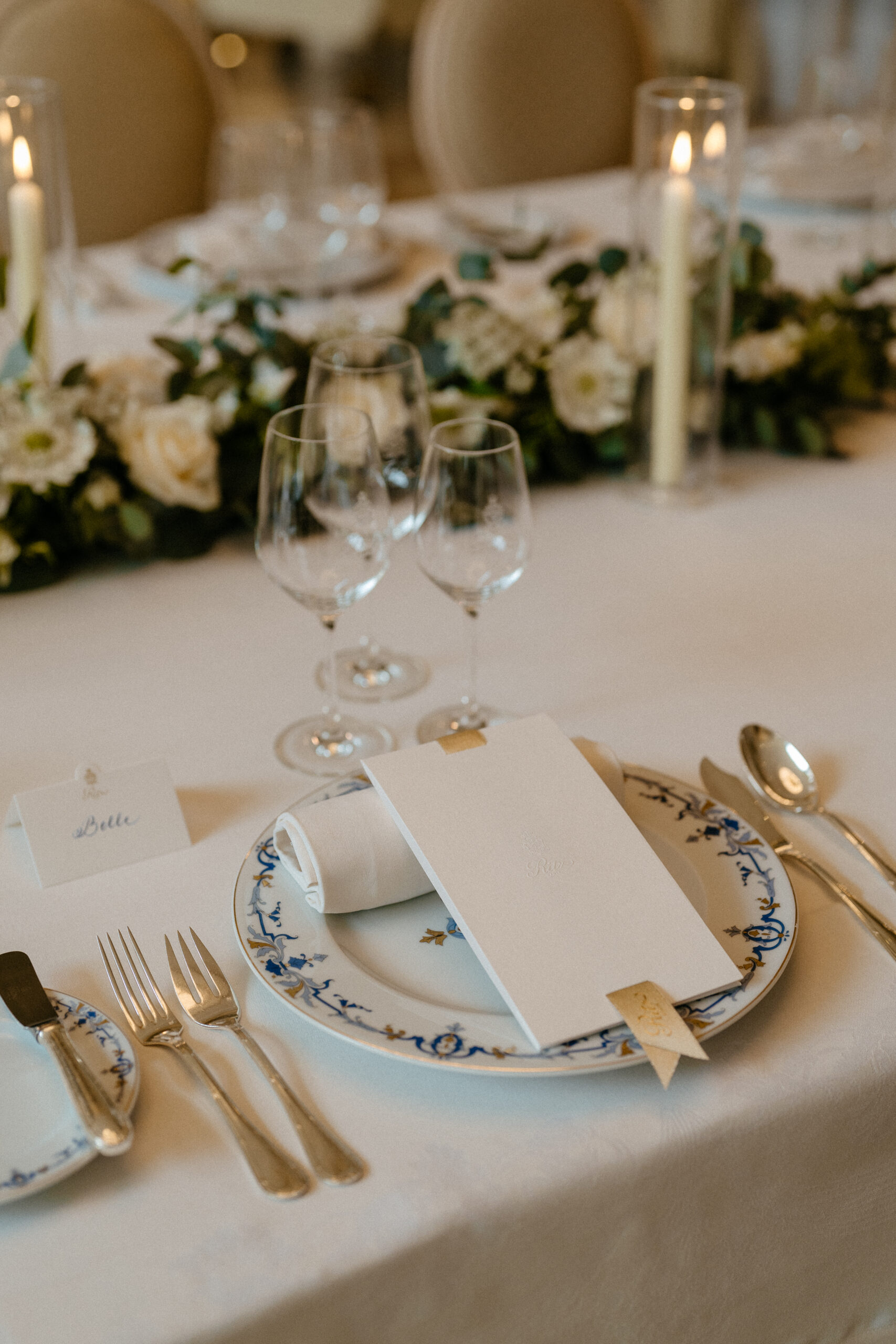 Destination wedding elopement at the luxurious Ritz Paris dinner decoration detail 