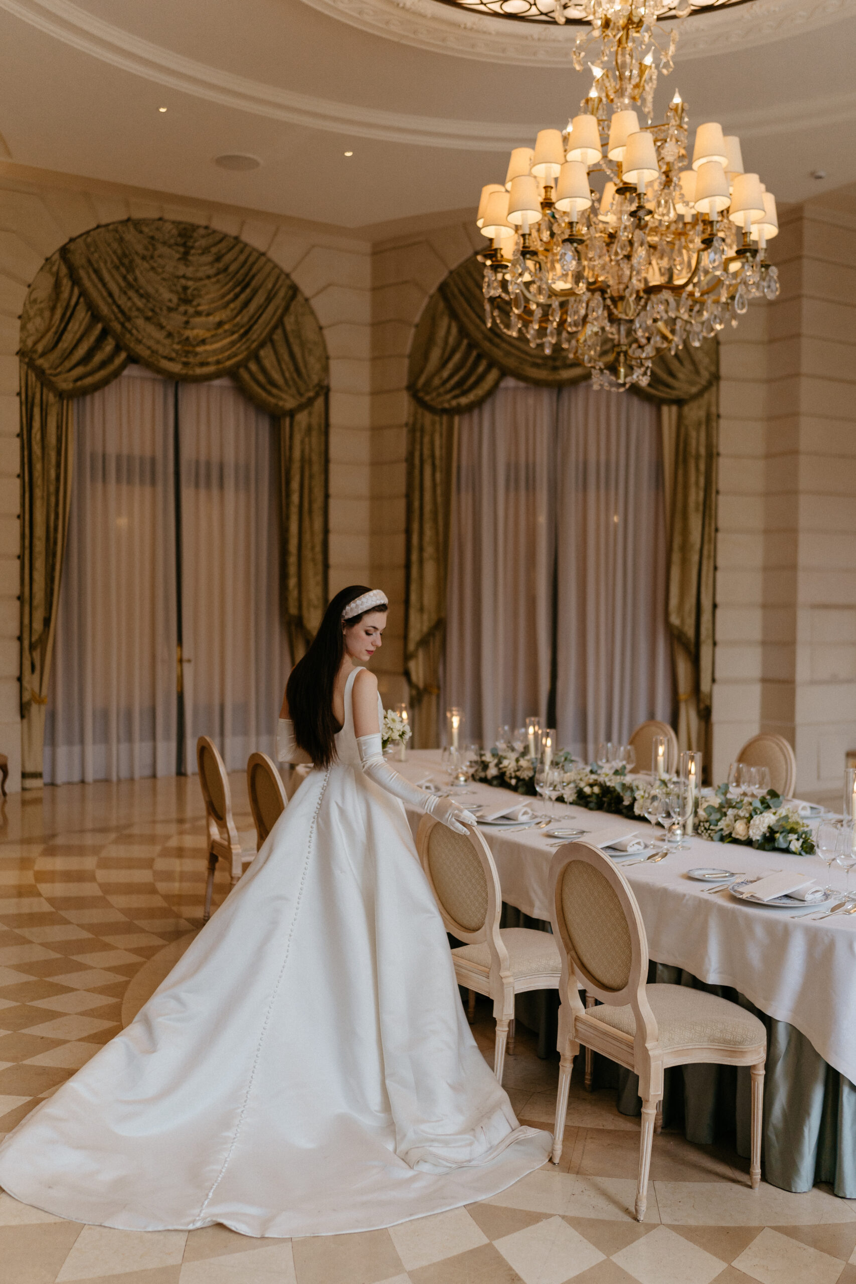 Destination wedding elopement at the luxurious Ritz Paris bride with dinner decoration