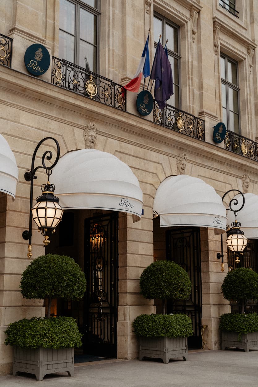 Destination wedding elopement at the luxurious Ritz Paris facade