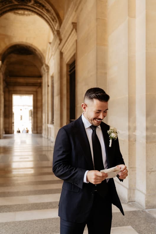 groom waiting for wedding first look