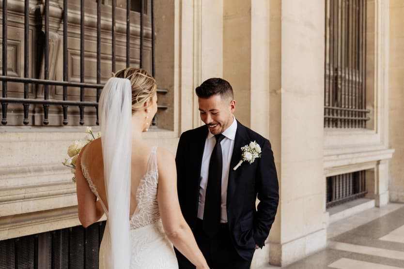 Groom getting emotional for the first look