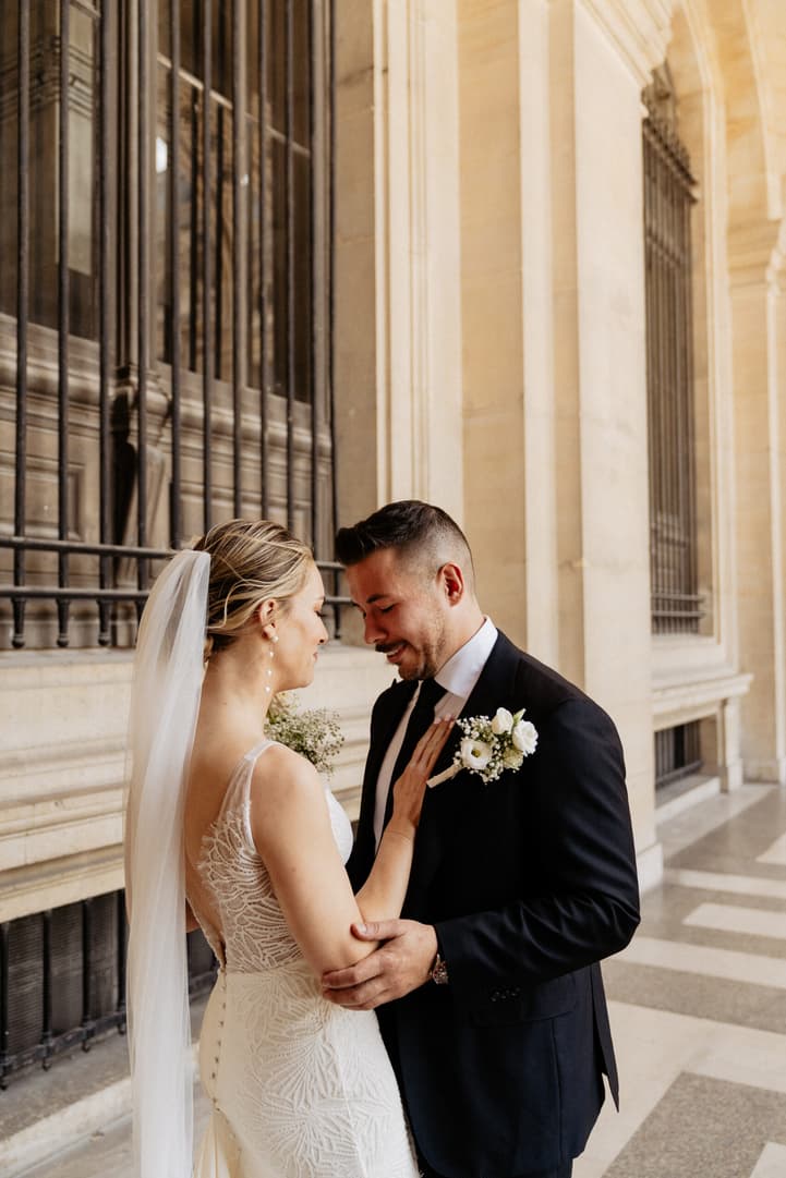 bride and groom surprise for wedding first look