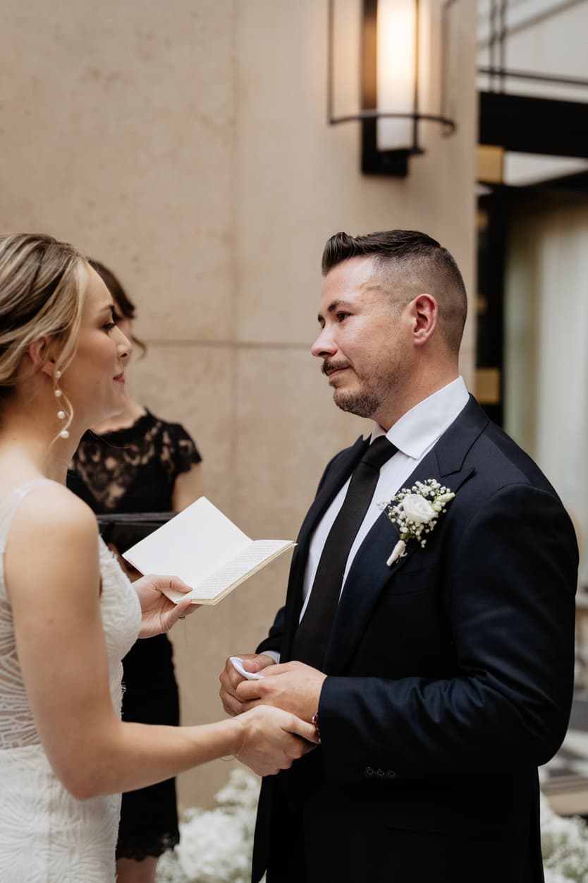 emotional bride reading vows