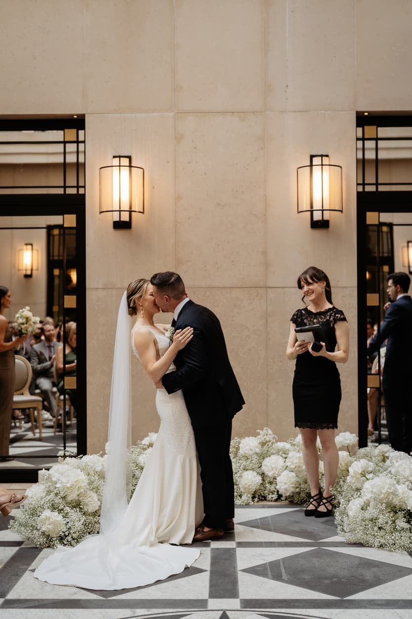 groom kiss bride after announced married