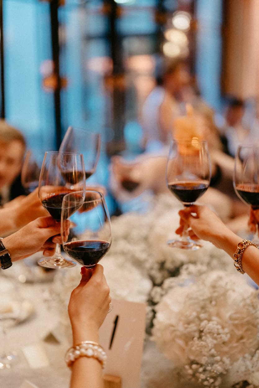 Toasting at wedding dinner